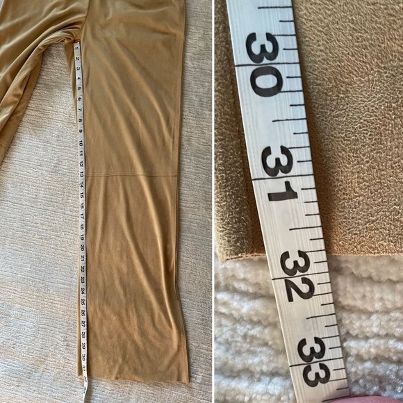 Max Studio Golden Yellow Drawstring Womens Pants Sz S Microfiber Faux Suede - Picture 10 of 12